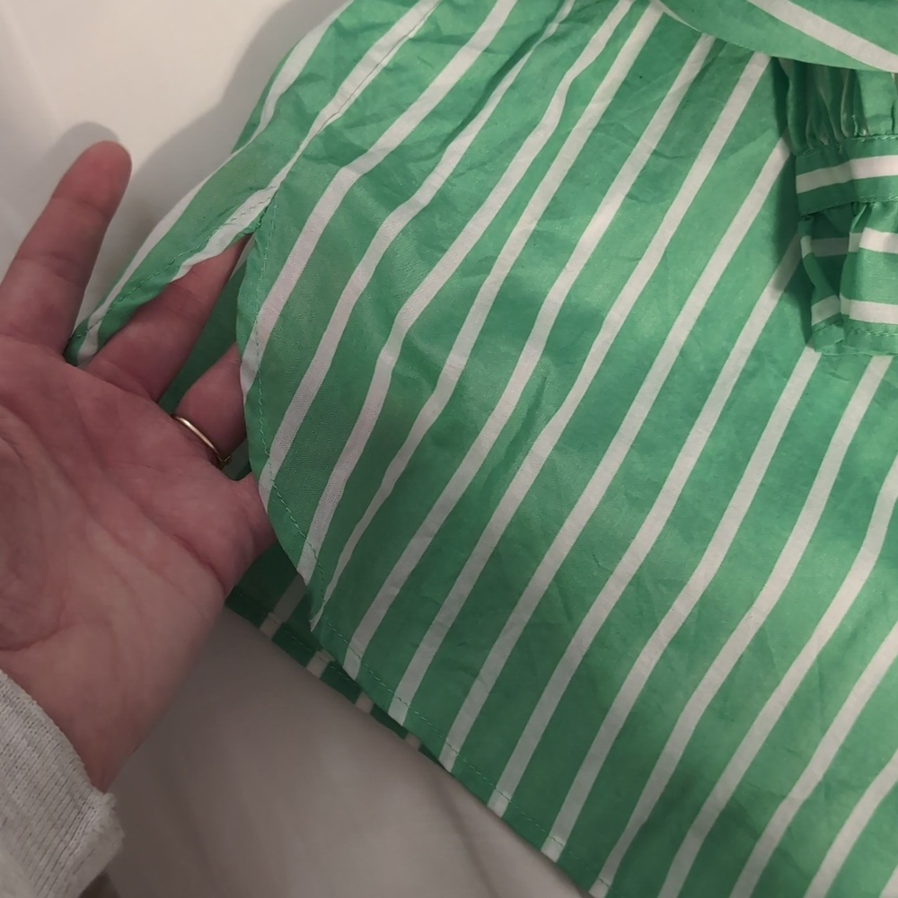 Talbot's Ruffle Blouse with Nautical Stripes - Picture 4 of 7
